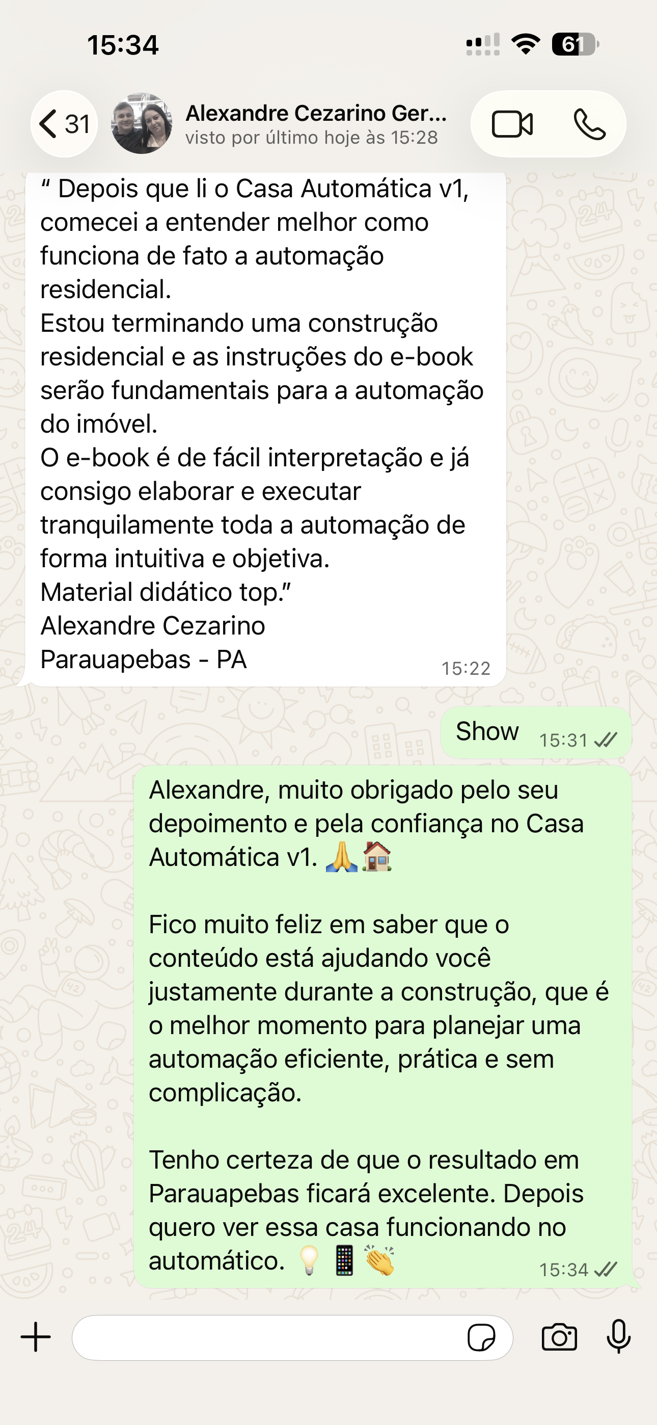 Depoimento de Alexandre Cezarino, leitor do guia, de Parauapebas no Pará
