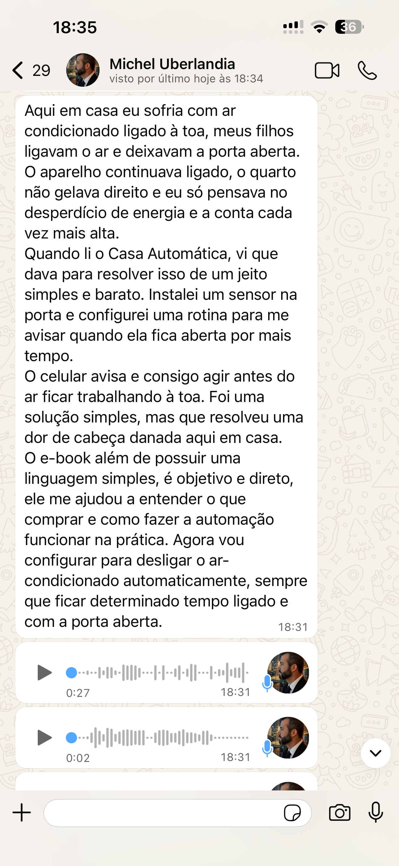 Depoimento de Michel, leitor do guia, de Uberlândia em Minas Gerais